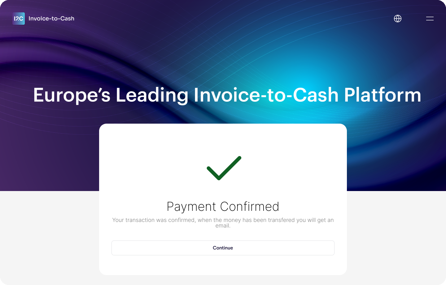 Payment confirmation screen